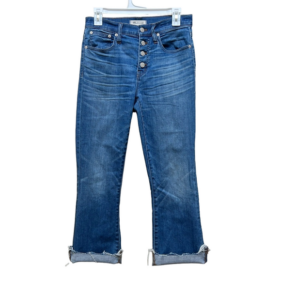 🌼 5/$25 Sale 🌼 Madewell Cali Demi-Boot Raw Hem Jeans Medium Wash - Picture 2 of 6